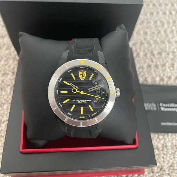 Ferrari Rubber Band Watch Yellow w/ Black Logo - Picture 2 of 6